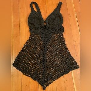 Black Crochet Beach Swimsuit Cover Up. Size S